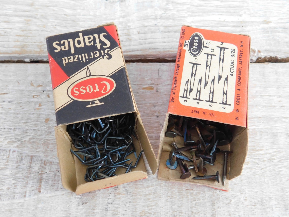 Vintage Cross Staples & Tacks in Original Boxes Retro Etsy