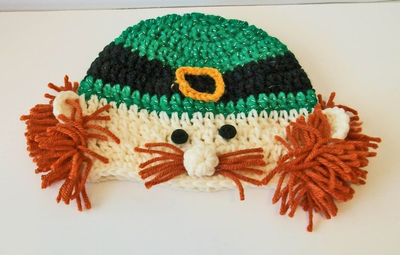 Adorable Irish Leprechaun St Patricks Days Hand Crocheted Baby and Childrens Hat Great Photo Prop 5 Sizes Available