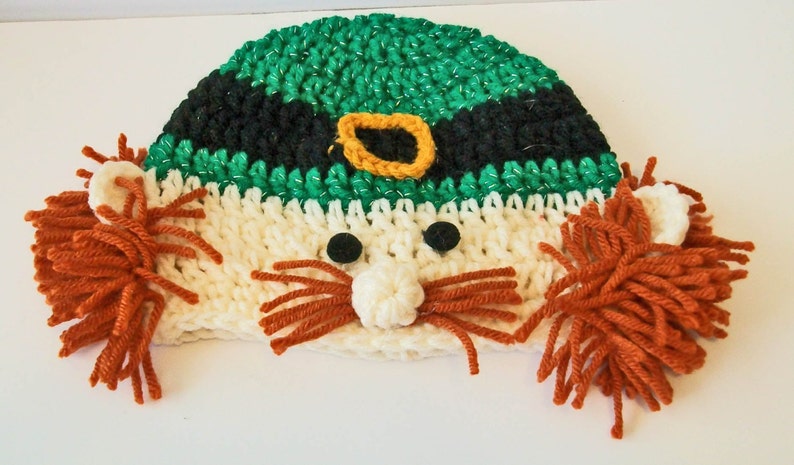 Adorable Irish Leprechaun St Patricks Days Hand Crocheted Baby and Childrens Hat Great Photo Prop 5 Sizes Available
