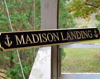 Custom Carved Quarterboard sign with Anchor image - Add your name or house name (Q43)