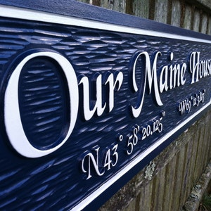 Custom Carved Quarterboard sign Add your name or place and image with coordinates Q6 image 4