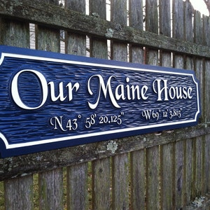 Custom Carved Quarterboard sign Add your name or place and image with coordinates Q6 image 3