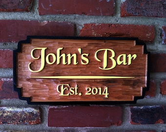 Bar or Pub sign - Made to order with your name - Personalized Custom Carved Bar Signs (BP43)