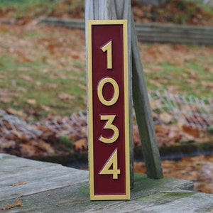 Vertical Address Sign - Create your own House number - Custom Carved Signs (A125)