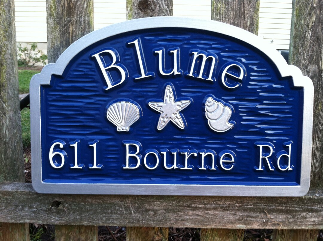 Custom Beach Address Sign With Sea Shells and Starfish (S7) - Etsy