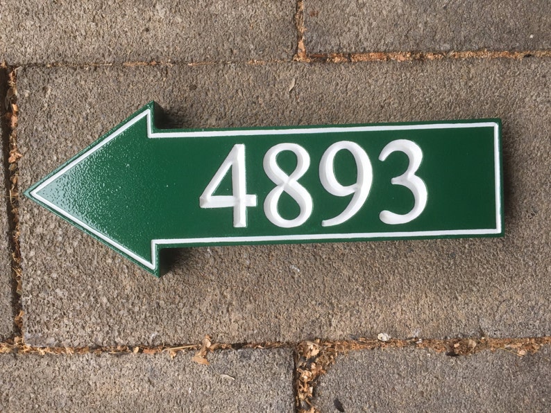 Custom Carved Arrow Shaped House Number Sign Pointing Left Etsy