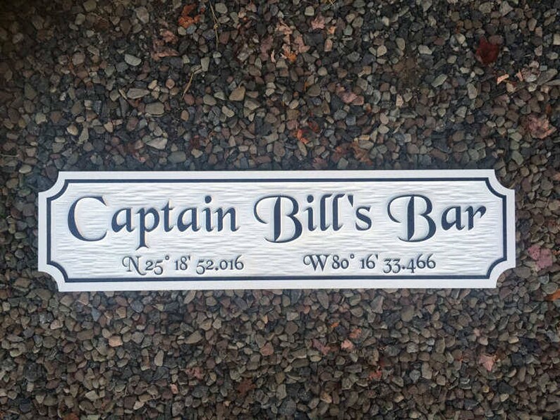 Custom Carved Quarterboard sign Add your name or place and image with coordinates Q6 image 2