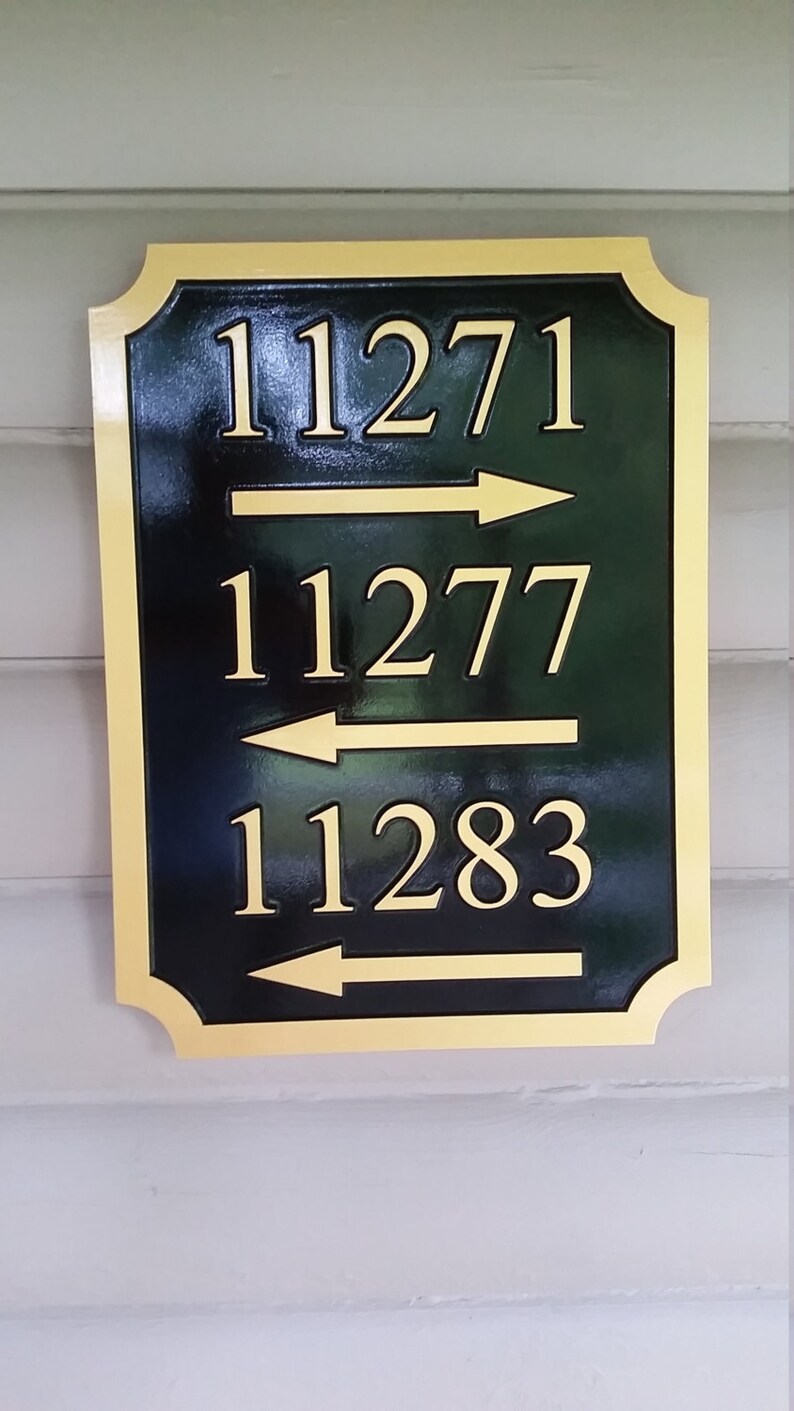 Custom Carved House Number Street Address Sign With Arrow Etsy