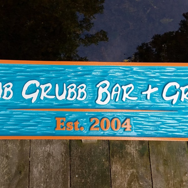 Custom Bar and Grill Sign with Established Year - Made to Order - Personalized Bar Signs (BP59)