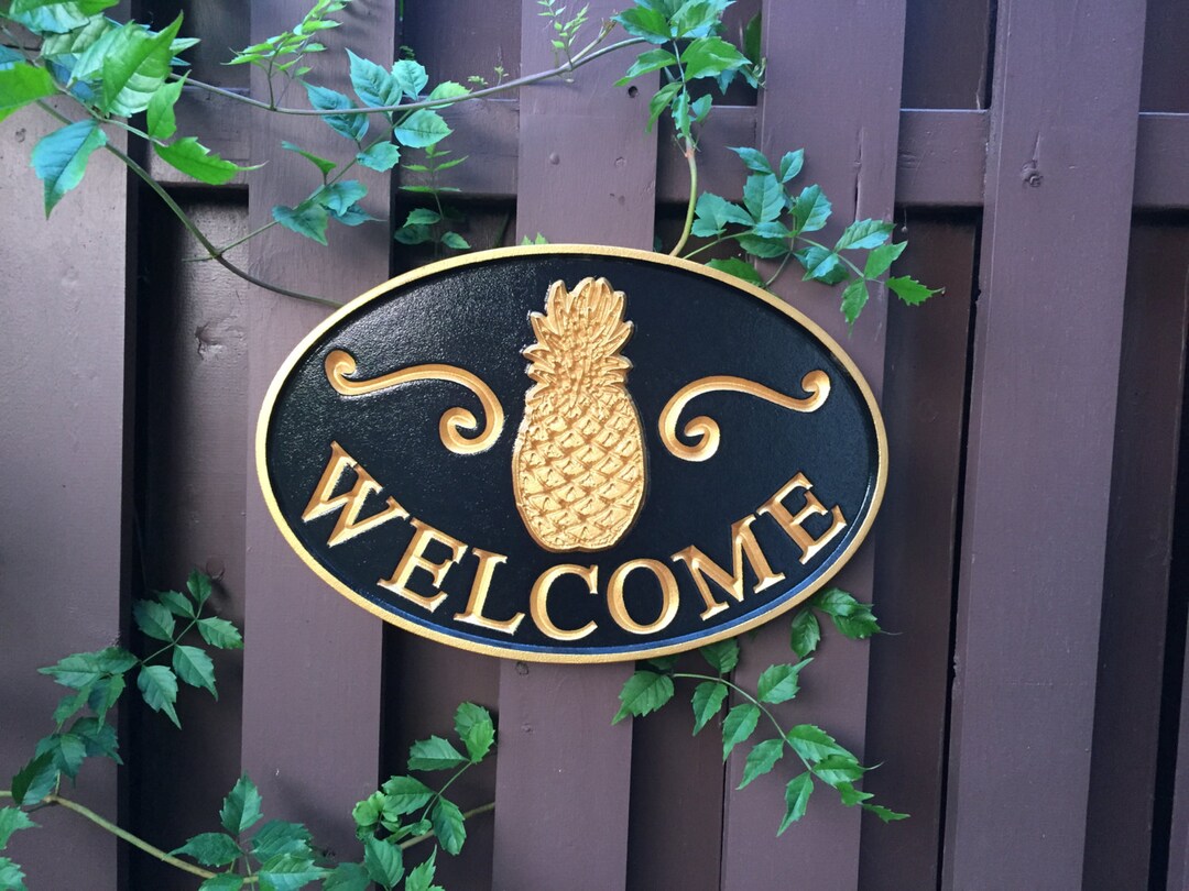 Custom Carved Welcome Sign - Custom Carved Pineapple Sign - Etsy