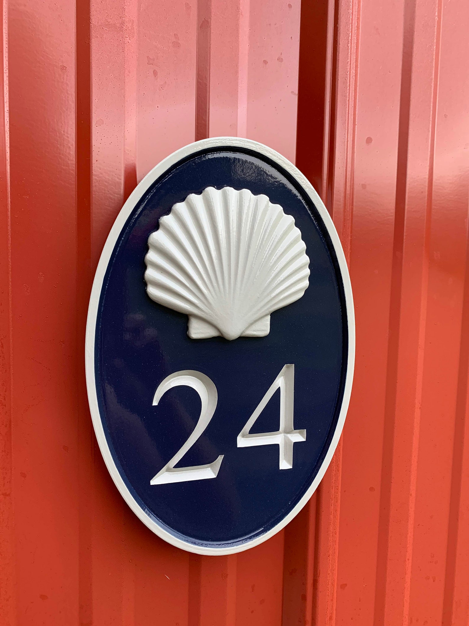 House Numbers Shells Realistic Scallop Shell House Number Sign - Carved Street Address ...