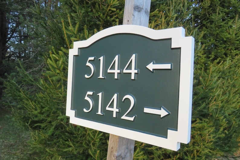 Custom Carved House Number Street Address Sign With Arrow Etsy