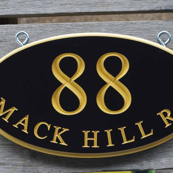 Address Marker Sign for Bracket Hanging with  Street Name and Large house number (A172)