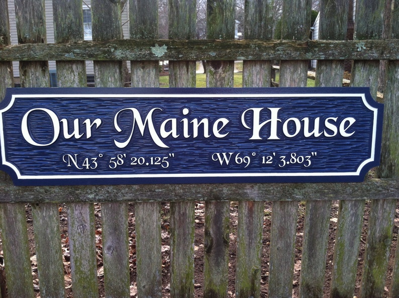 Custom Carved Quarterboard sign Add your name or place and image with coordinates Q6 image 6