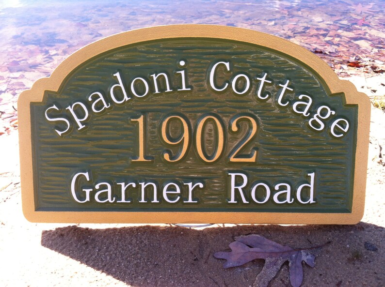 Custom Carved Personalized Cottage Street Address With Last Etsy