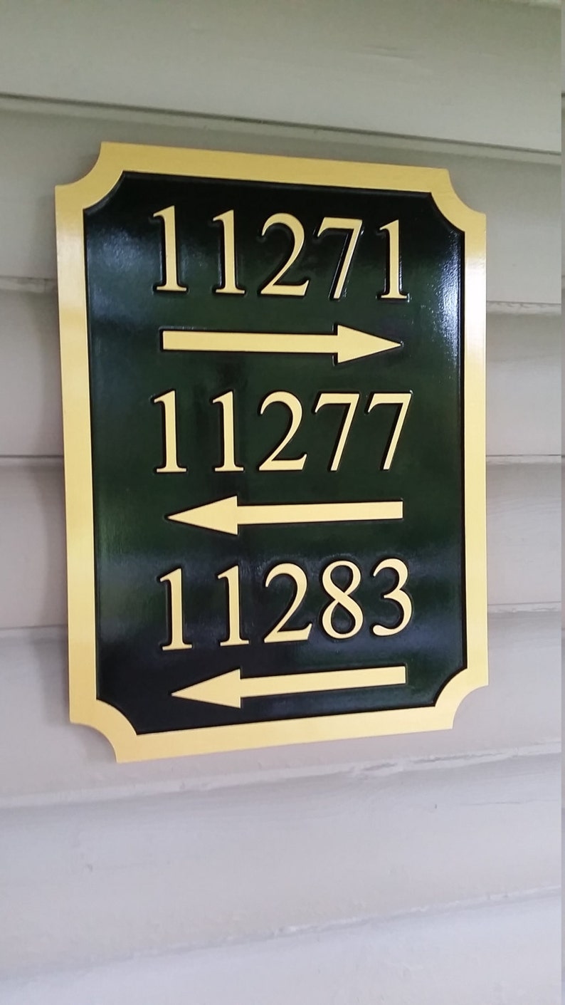 Custom Carved House Number Street address Sign with Arrow