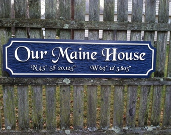 Custom Carved Quarterboard sign - Add your name or place and image with coordinates (Q6)