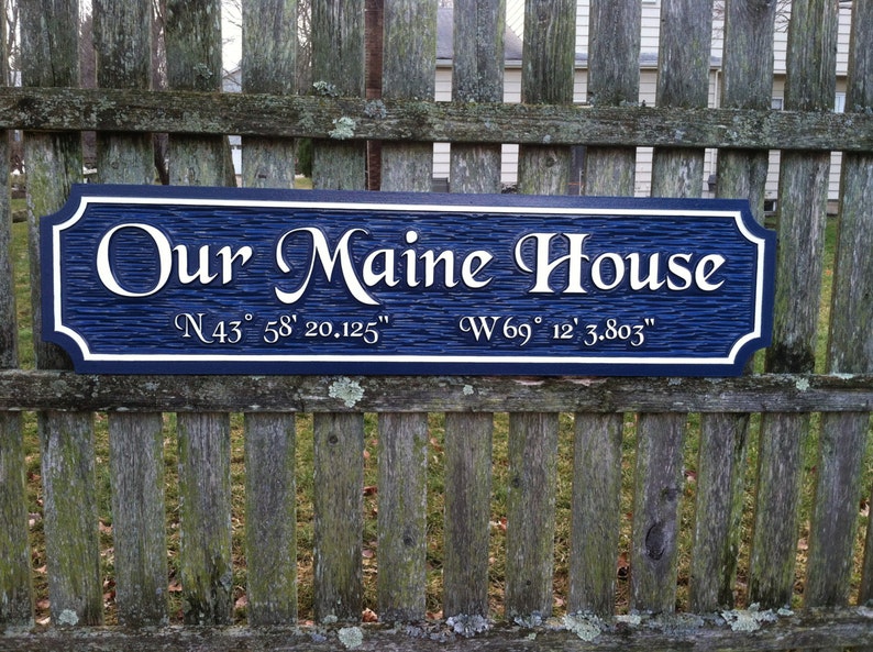 Custom Carved Quarterboard sign Add your name or place and image with coordinates Q6 image 1