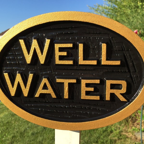 Placa de aviso de agua de pozo tallada - Señal de riego