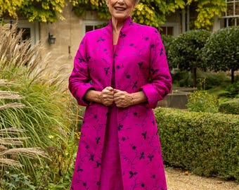 Pink Embroidered Silk Wedding Coat: Mother of the Bride Outfit