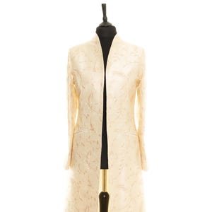 Embroidered Silk Maxi Coat: Ivory Bridal Outfit