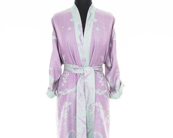 Reversible Lilac Cashmere Women's Dressing Gown, Luxury Cashmere Bath Robe, Handmade Robe, Wedding Day Dressing Gown, Morning Bride, Gift