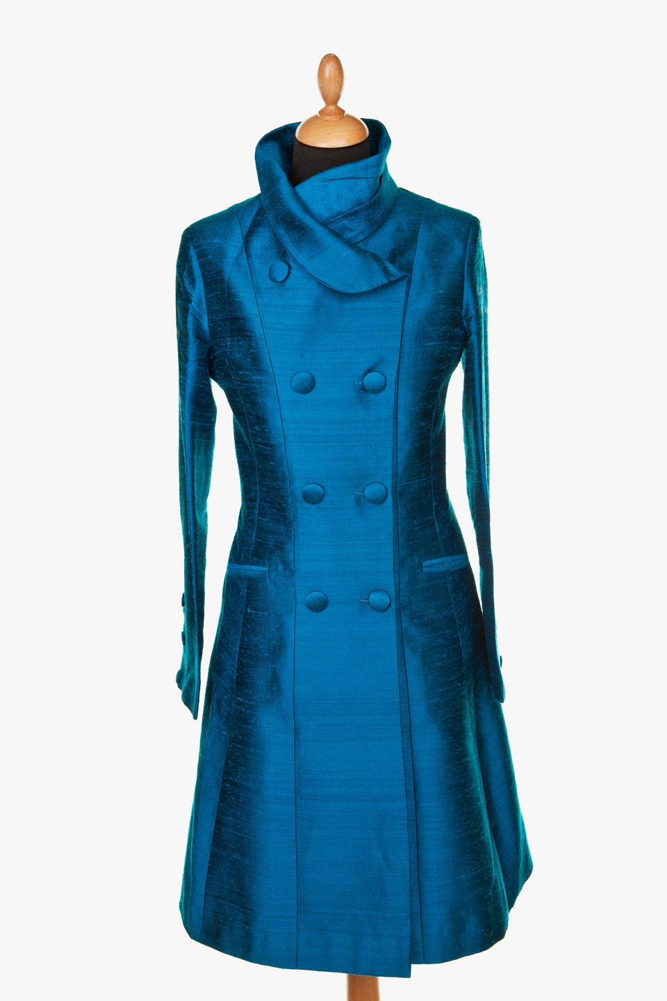 Raw Silk Coat Shot Silk Jacket Coat Vibrant Blue - Etsy UK