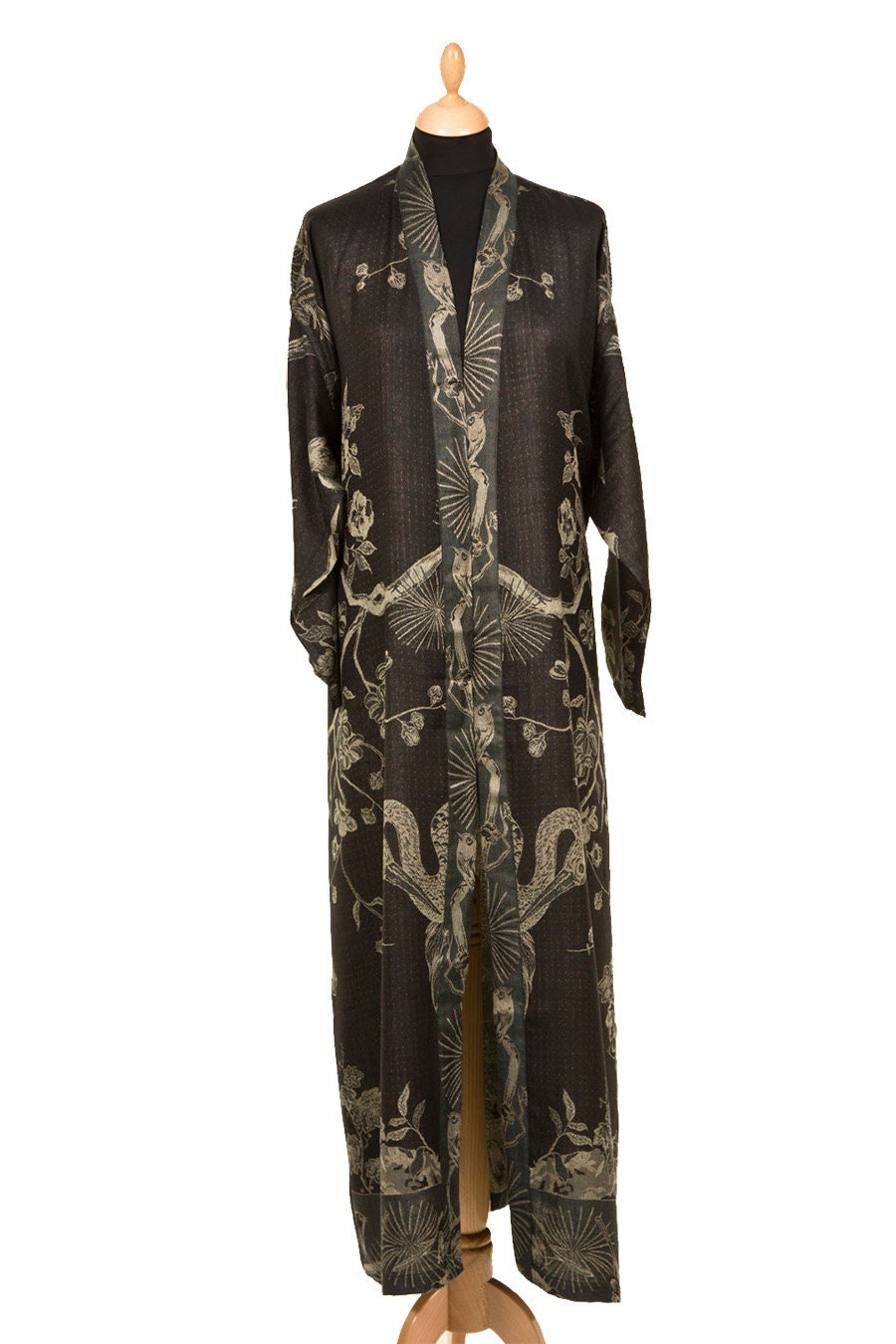 Dressing Gown for Women in Black Cashmere Silk Bath Robe | Etsy