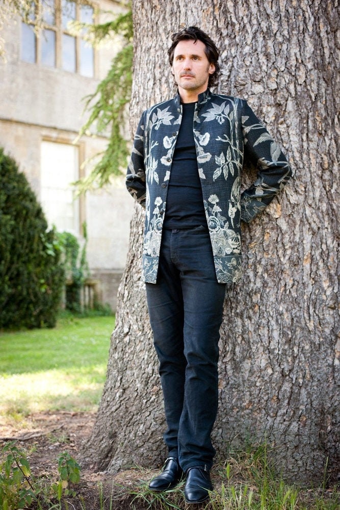 Image of Men's Cashmere Jacket, Silk, Coat, Black, Silver, Grey, Embroidered, Groom, Groomsmen, Wedding, Formal, Guest, Occasion, Menswear, Bespoke