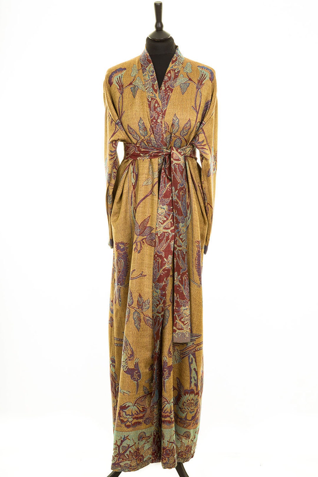 Soas Gold Robe Dressing Gown, Bath Robe for Women, Gold Cashmere Silk, Luxury ...
