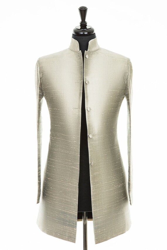 Gold Plain Raw Silk Nehru Indian Collar 