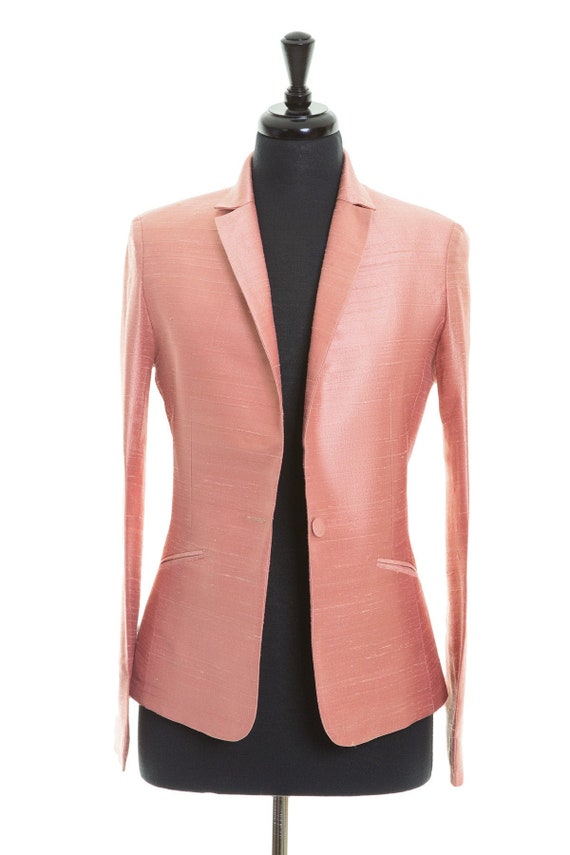 Ladies Blush Pink Rose Gold Raw Silk Fitted Blazer Smart Jacket for Wedding Guest Outfit Mother of the Bride Ascot Jacket Opera Outfit Etsy Canada