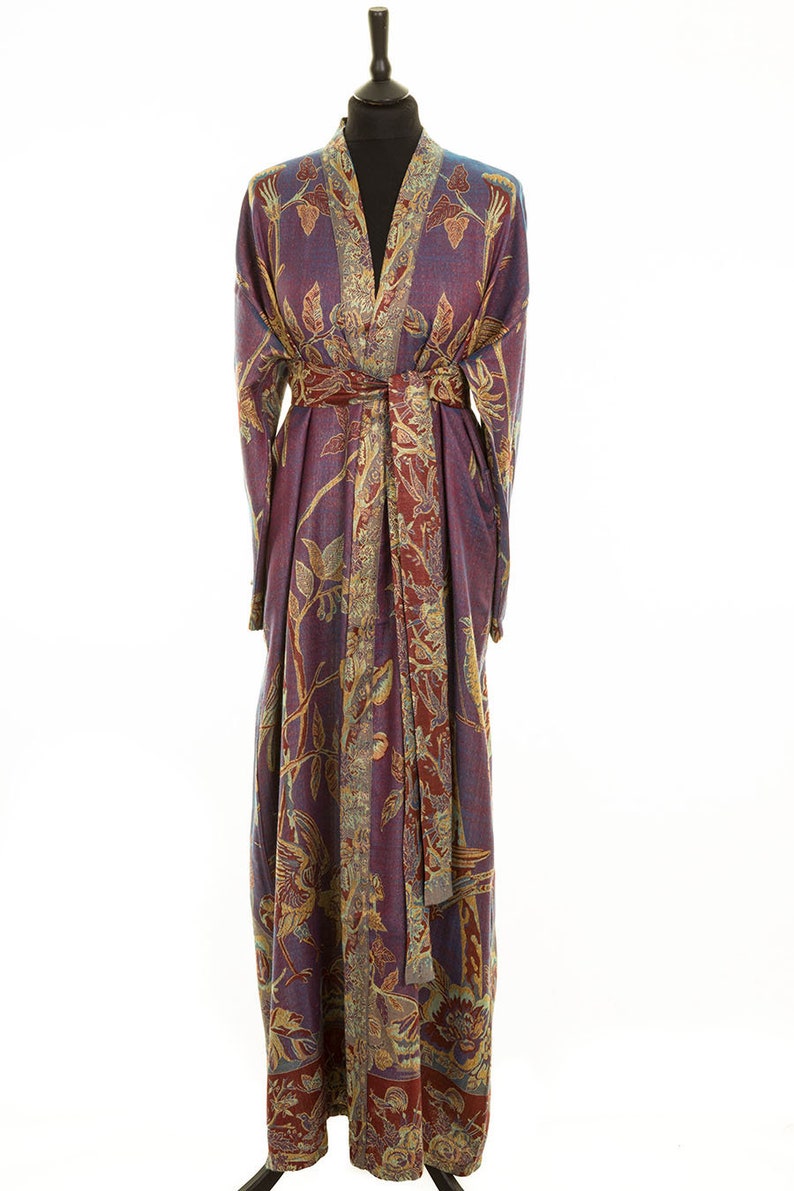 Women's Purple Blue Cashmere Silk Dressing Gown Bath Etsy UK