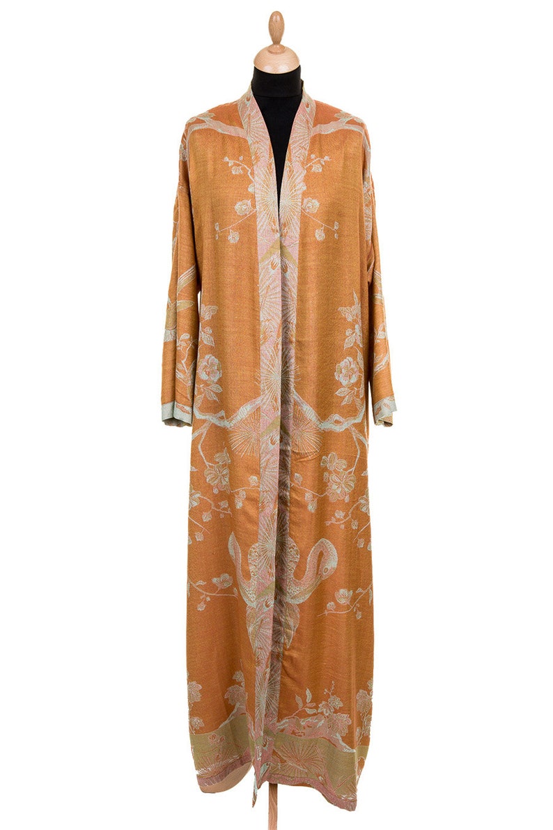 Women's Apricot Orange Cashmere Silk Bath Robe Dressing | Etsy