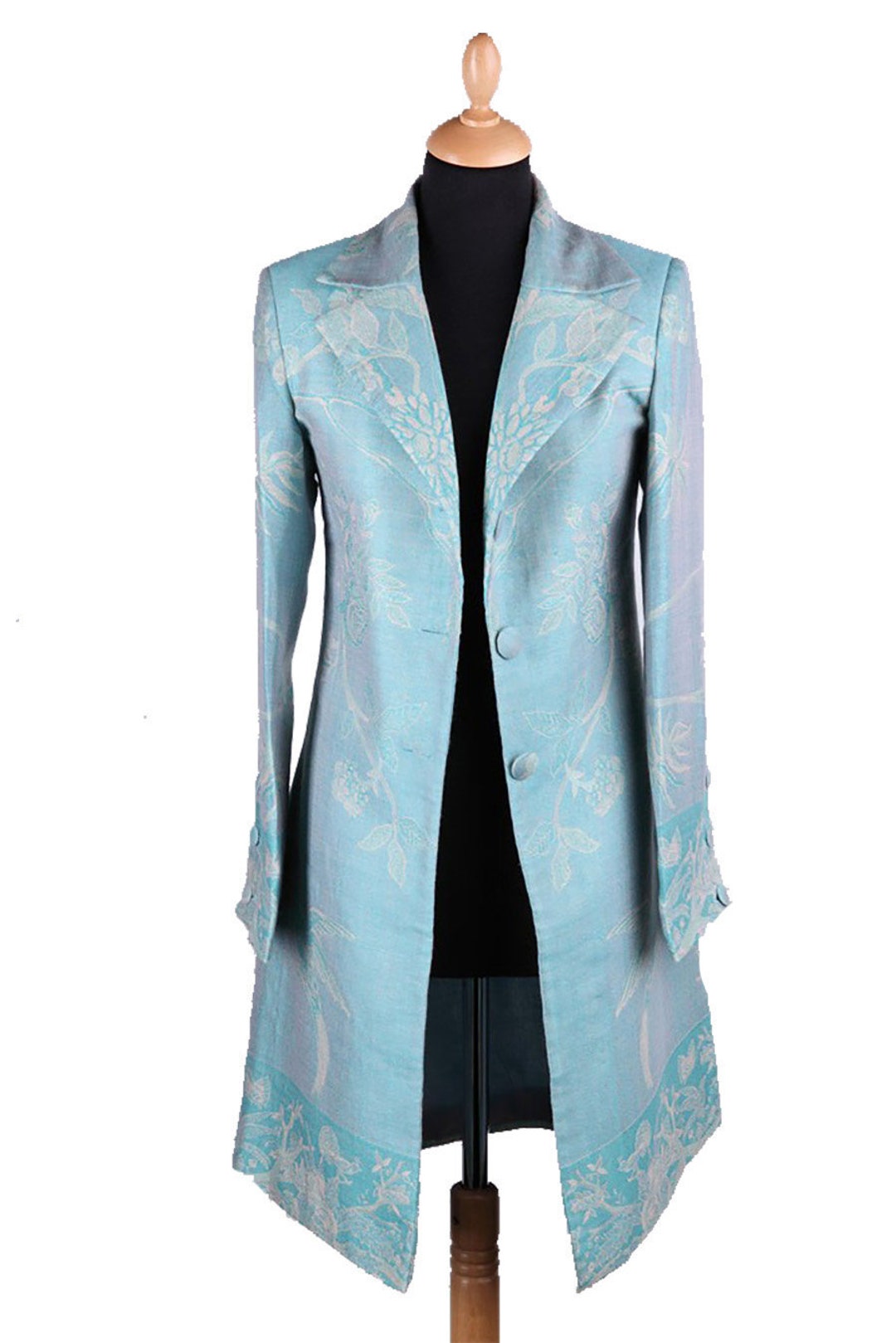 Cashmere Coat Silk Jacket Light Blue Pink Embroidered - Etsy