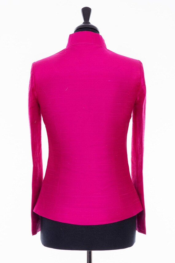 Womens Raw Silk Hot Pink Alternative Wedding Guest Jacket