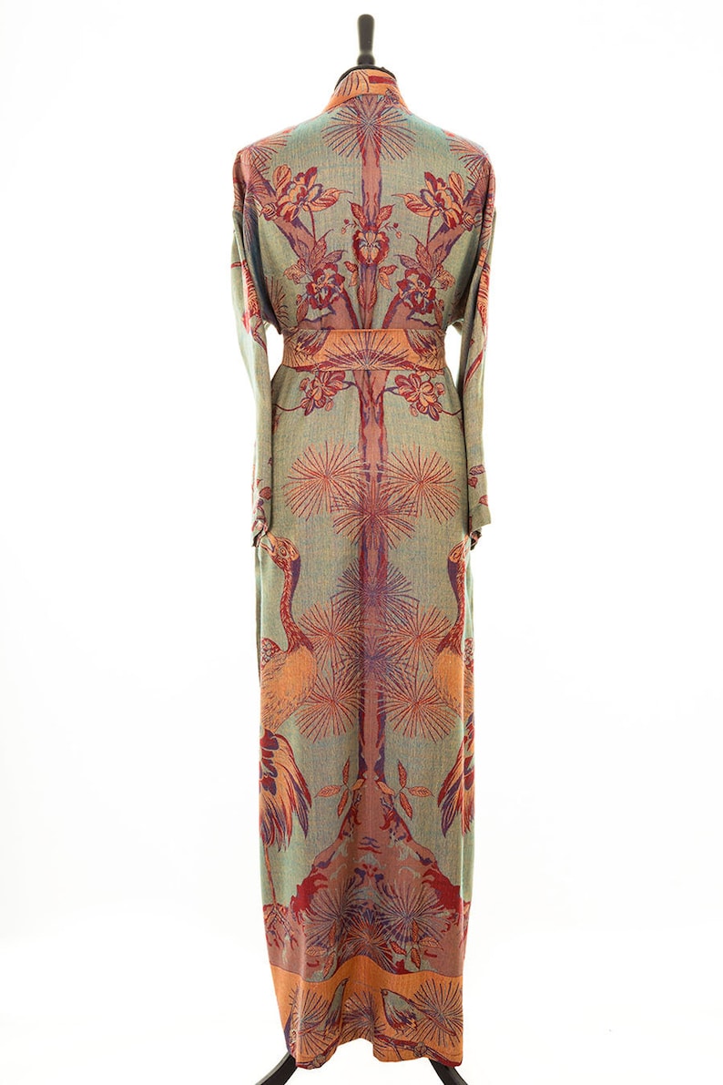 Womens Cashmere Silk Dressing Gown Green Orange Red Luxury Etsy Canada