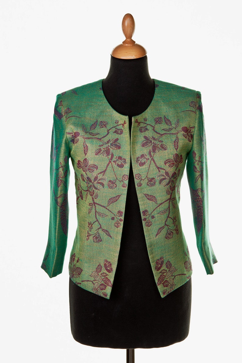 Women's Cashmere Jacket Silk Green Purple Embroidered - Etsy