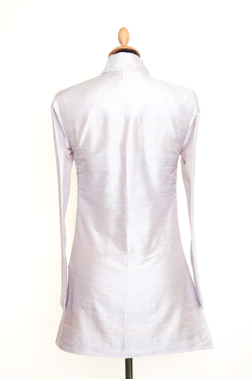 Women s Silk Jacket White Silver Pearly Pink Shot Silk Raw