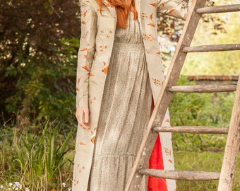 Women's Silk Coat, Long, Gown, Embroidered Silk, Raw Silk, Shot, Cashmere, Formal, Guest, Occasion, Christening, Mother of the Bride, Bridal