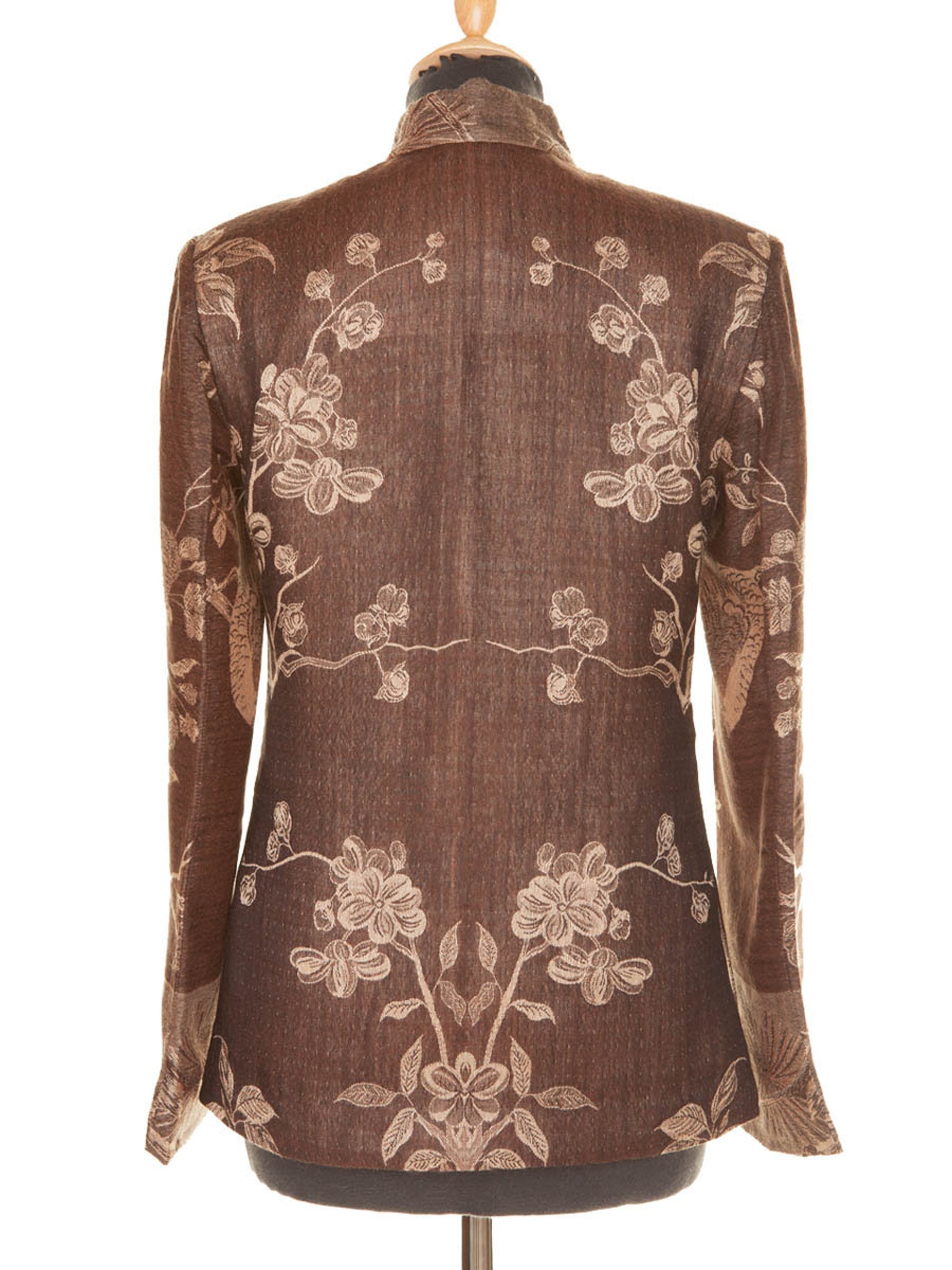 Ladies Short Nehru Collar Jacket in Chocolate Floral Cashmere Etsy UK