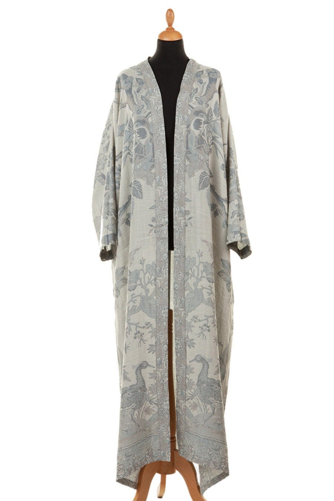 Ladies Pale Grey Cashmere Silk Bath Robe, Wedding Dressing Gown, House Coat, Bridesmaid Robe