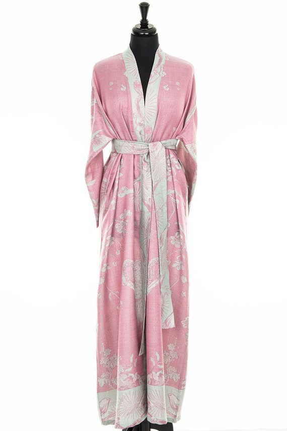 Women s Reversible Pink Cashmere Dressing Gown Luxury Ladies Bath Robe Beautiful Patterned Cashmere Plus Size Fashion Handmade Robe Etsy UK