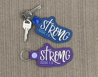 Strong – Joshua 1:9 Keychain | Christian Scripture Keychain | Inspirational Gift