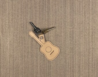Guitar Key Chain: Embroidered Bag Tag