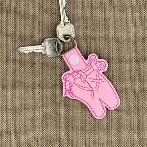 Embroidered Ballet Slippers Keychain: Pink Dance Bag Tag