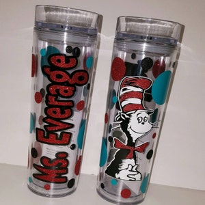 16 oz Double Wall Skinny Tumbler with Matching Straw With Glitter Or Without! Glitter Tumbler, Class Theme Tumbler, Teacher Tumbler