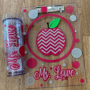 Glitter!! Matching Clipboard and Cup Teacher Gift Clipboard for Teacher Teacher Clipboard  Teacher Appreciation Appreciation Week