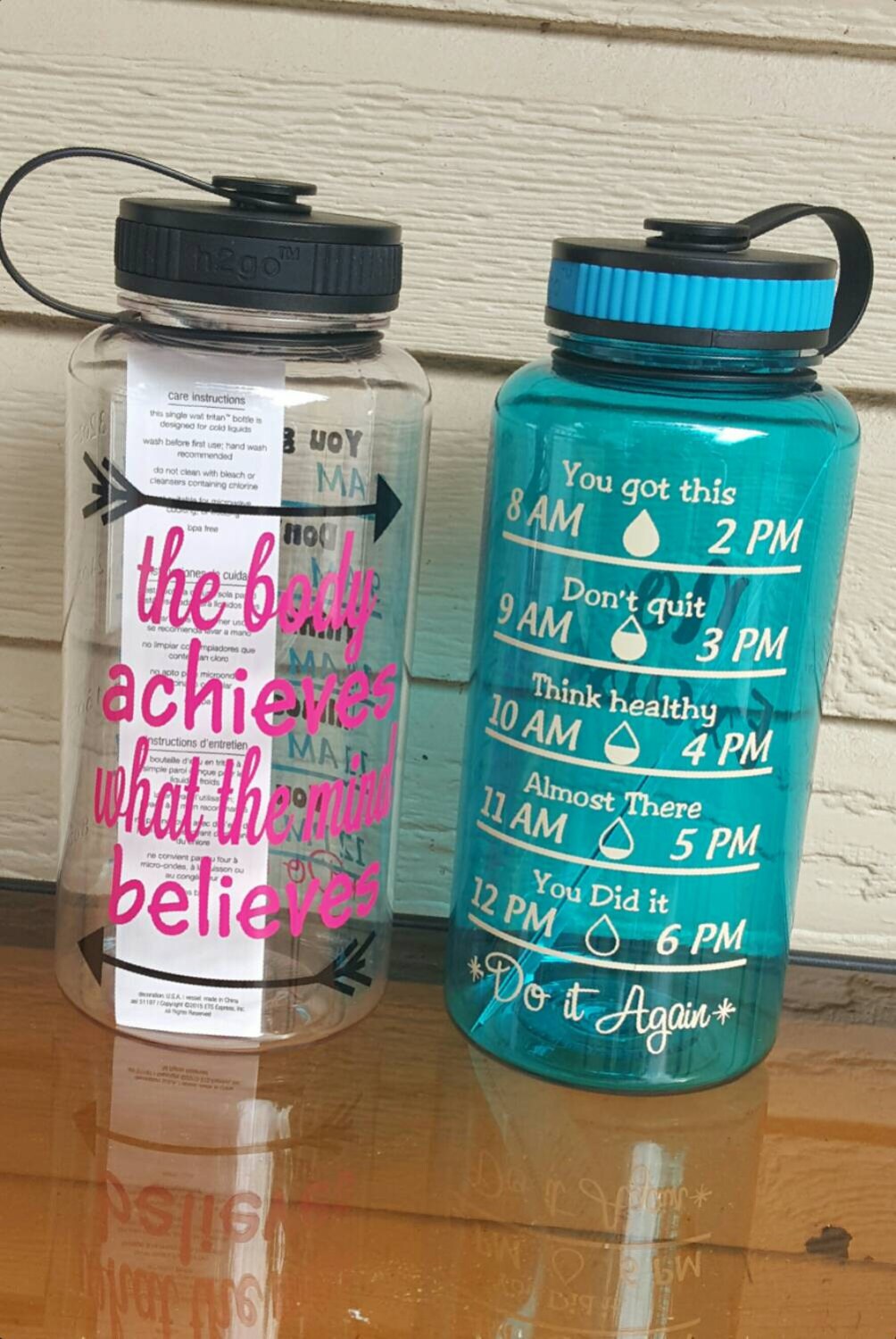 Don/'t Wish For It Work For It Water Tracker Wide Mouth 34 oz Bottle
