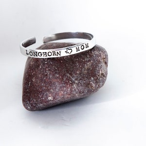 LONGHORN MOM personalized cuff bracelet